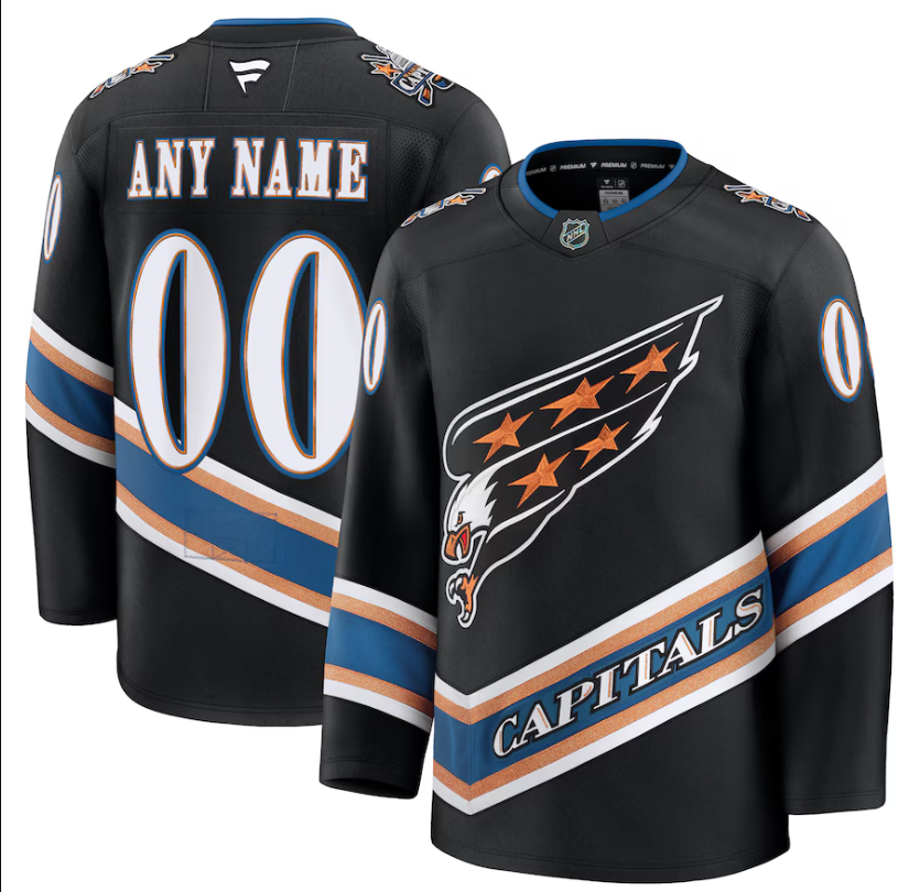 Men Washington Capitals Fanatics Black Alternate 50th Anniversary Premium Custom NHL Jersey